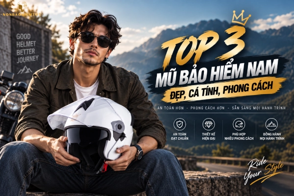Top 3 mũ bảo hiểm 3/4 nam đẹp, cá tính, phong cách
