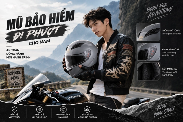 Mũ bảo hiểm đi phượt cho nam